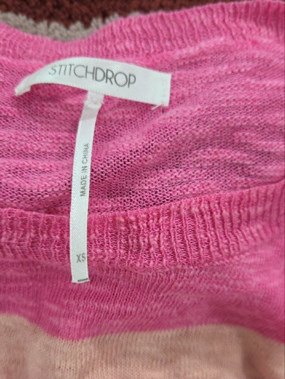 Stitchdrop Striped Boxy Top in Punch Pink & Peach - Picture 2 of 2